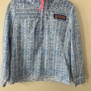 Vineyard Vines Blue and White Chevron Half-Zip